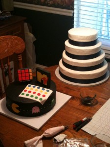 wedding and groom cakes